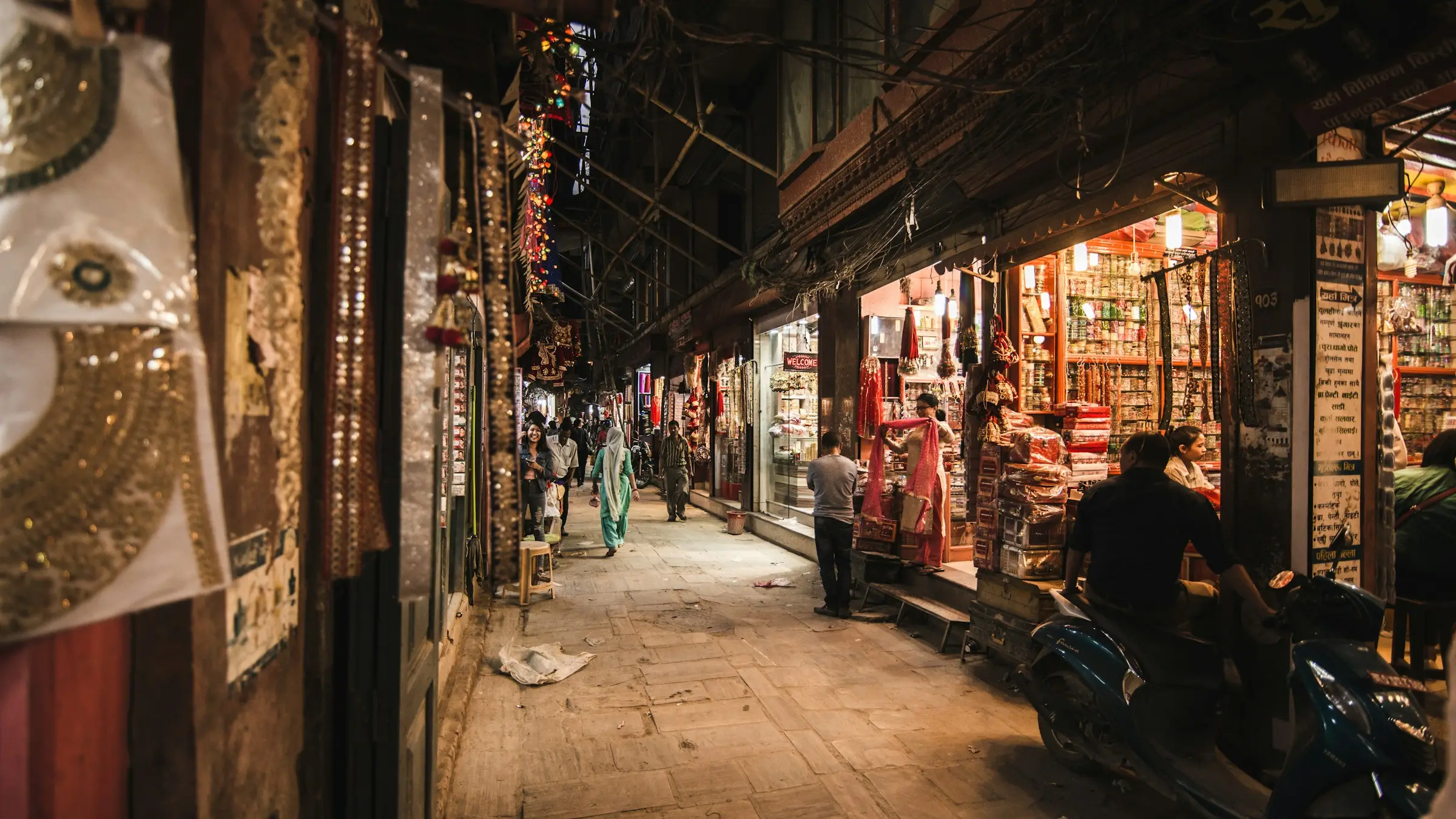 A restaurant street in Kathmandu